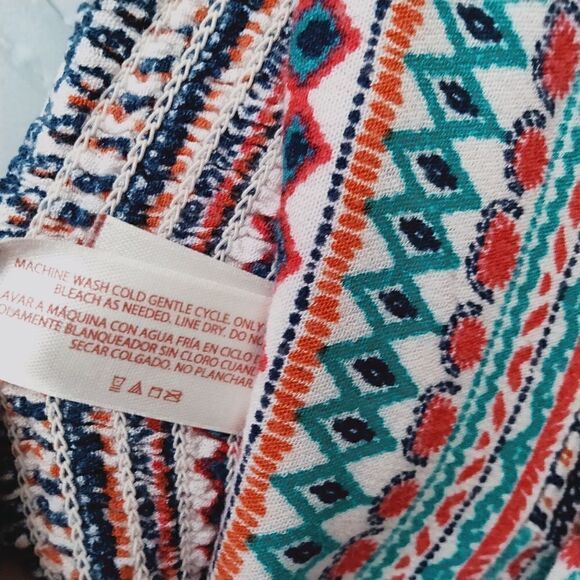 No Boundaries Wide Leg Printed Pants Size XS (1) Front String Tie Navy Red - Picture 6 of 7